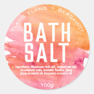 Pink And Orange Watercolor Bath Salt Labels