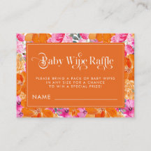 Pink and Orange Watercolor Floral Baby Wipe Raffle