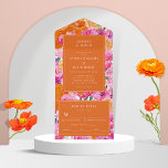 Pink and Orange Watercolor Floral Vibrant Wedding All In One Invitation<br><div class="desc">Surprise your friends and family with these elegant all in one wedding invitations,  featuring pink and orange watercolor floral and your custom text. Easily add your own details by clicking on the "personalise" option.</div>