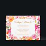 Pink and Orange Watercolor Flowers Script Wedding Invitation<br><div class="desc">Custom Pink and Orange Watercolor Flowers Script Typography Bridal Shower Invitation</div>