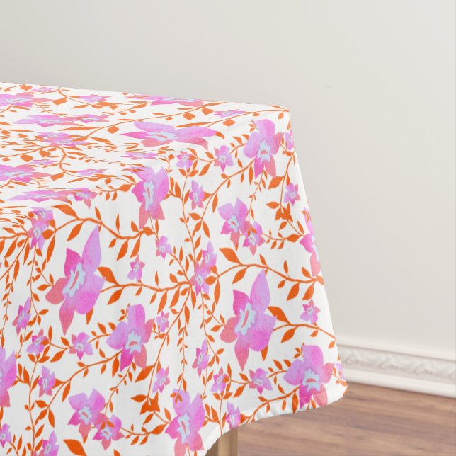 Pink and orange watercolor flowers tablecloth (In Situ)