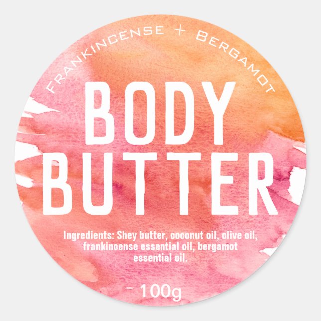 Pink And Orange Watercolor Labels (Front)