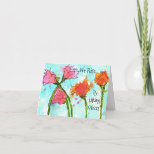 Pink and Orange Watercolor Poppies Greeting Card