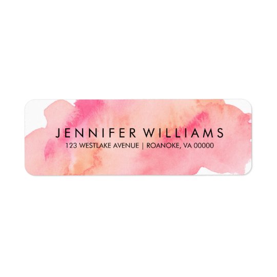 Pink and Orange Watercolor Return Address Label
