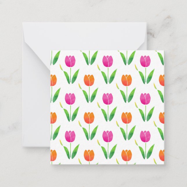Pink and Orange Watercolor Tulips Card (Front)