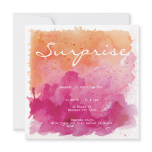 Pink and Orange Watercolour Surprise Birthday