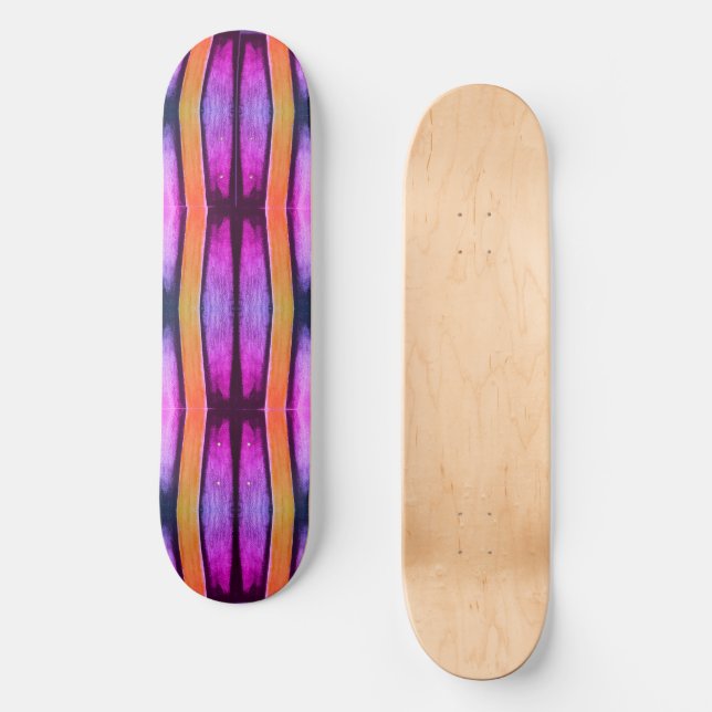 Pink and Orange Wave pattern Skateboard (Front)