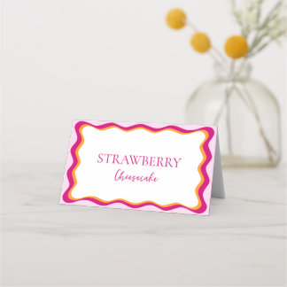 Pink and Orange Wavy Border Bridal Shower Buffet Place Card