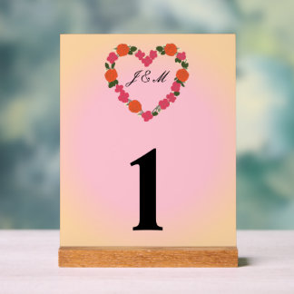 pink and orange wedding acrylic sign
