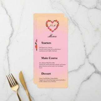 pink and orange wedding menu