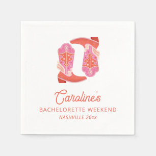 Pink and Orange Western Cowboy Boots Bachelorette Napkin