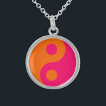 Pink and Orange Yin Yang Sterling Silver Necklace<br><div class="desc">Pink and orange yin yang design.</div>