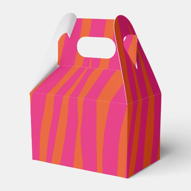 Pink and Orange Zebra Stripes Favour Box (Front Side)