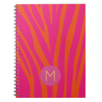 Pink and Orange Zebra Stripes Modern Monogram