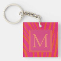Pink and Orange Zebra Stripes Monogram