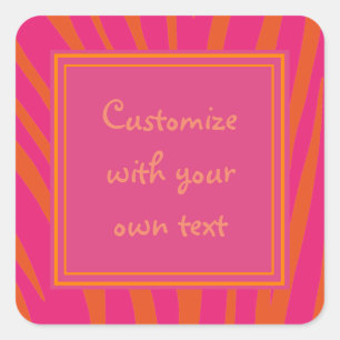 Pink and Orange Zebra Stripes Square Sticker