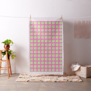 Pink and pale yellow multi patterned cotton fabric