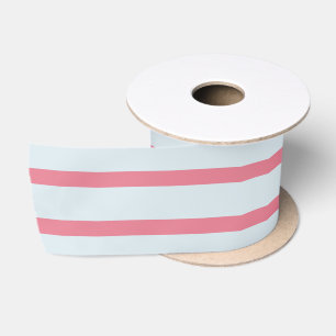 Pink and Pastel Blue Stripes Satin Ribbon