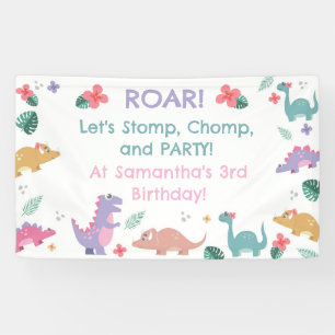 Pink and Pastel Girl's Dinosaur Banner