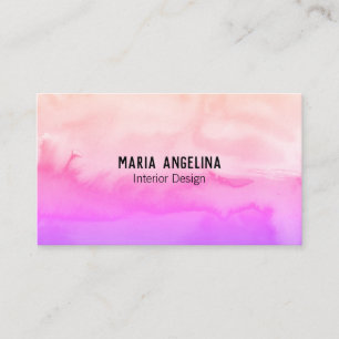 Pink and peach abstract watercolor business card