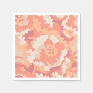 Pink and peach floral napkin