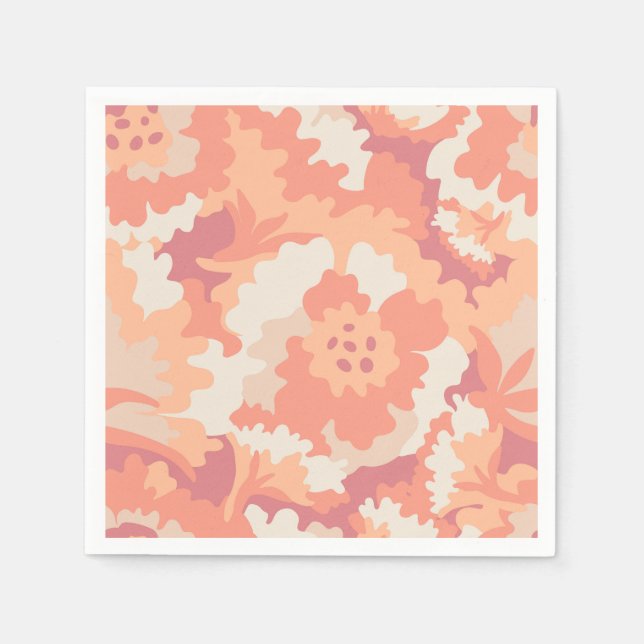 Pink and peach floral napkin (Front)