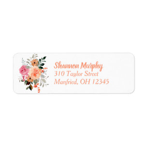 Pink and Peach Floral Return Address