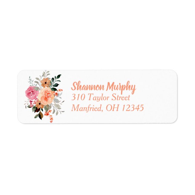 Pink and Peach Floral Return Address (Front)