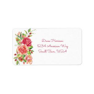 Pink and Peach Floral Wedding Return Address Label