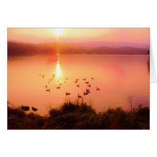 Pink and peach lake sunset