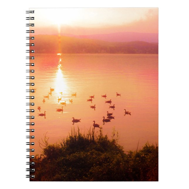 Pink and peach lake sunset notebook (Front)