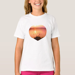 Pink and peach lake sunset photo heart T-Shirt