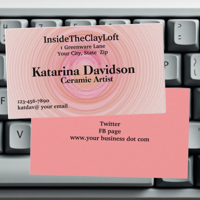 Pink and Peach Pastel Spirals Business Card (business card template design front and back )