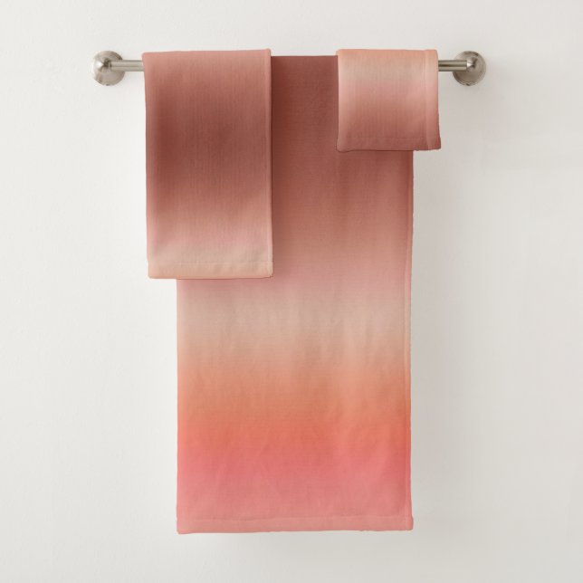 pink and peach soft gradient bath towel set (Insitu)