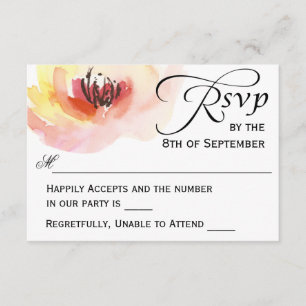Pink and Peach Watercolor Floral RSVP Card