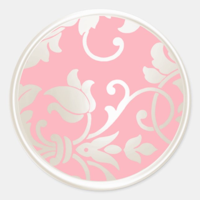 Pink and Pearl Damask Envelope Seal (Front)