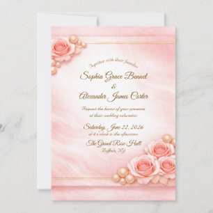 Pink and Pearl Wedding Invitation