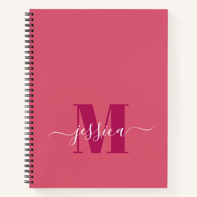 Pink and Pink Personalised Monogram Notebook (Front)