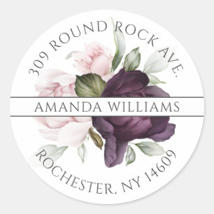 Pink and Plum Botanical Charm Return Address Classic Round Sticker