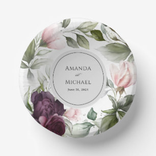 Pink and Plum Botanical Charm Wedding Paper Plate