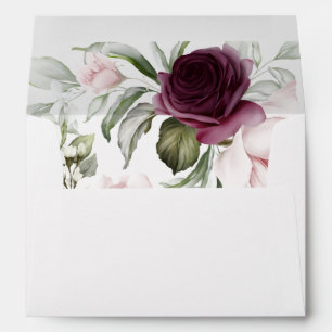 Pink and Plum Botanical Charm with Return Address Envelope