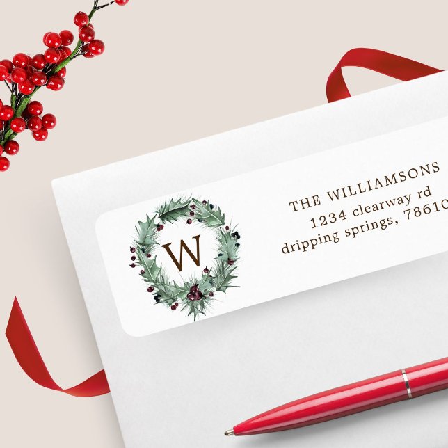 pink and plum happy holidays return address label (Creator Uploaded)