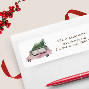 pink and plum holidays return address label