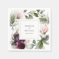 Pink and Plum Watercolor Botanical Charm Wedding