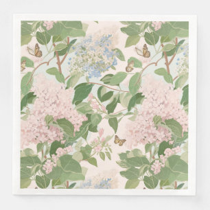 Pink and Powder Blue Lilacs on Blush Napkin