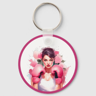 Pink and Pretty Floral Breast Cancer Key Ring