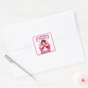 Pink and Pretty Floral Breast Cancer Square Sticker