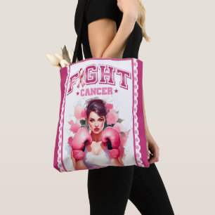 Pink and Pretty Floral Breast Cancer Tote Bag