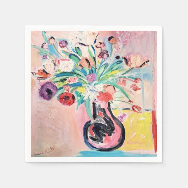 Pink and Pretty Floral Cocktail Napkins (Front)