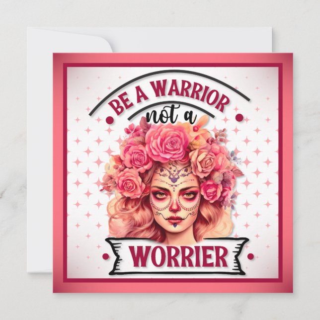 Pink and Pretty Sugar Skull  Holiday Card (Front)